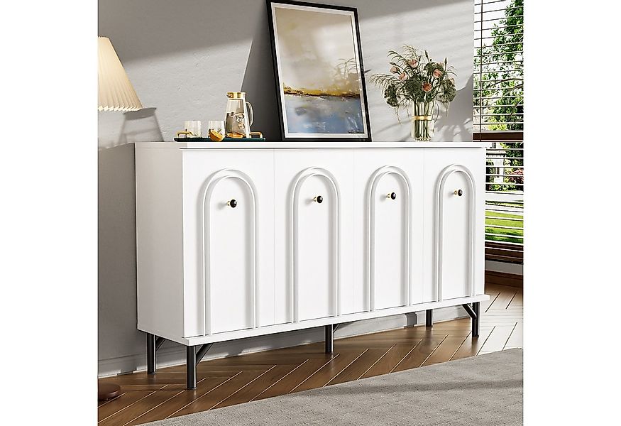 HAUSS SPOLE Sideboard mit 4-Türen verstellbare Einlegeböden für Wohnzimmer günstig online kaufen