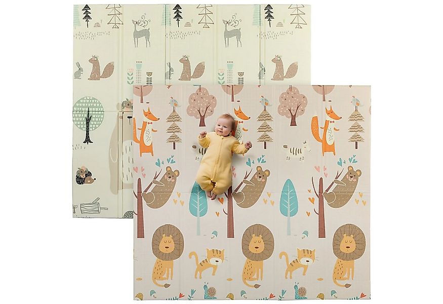 BlingBin Spielmatte Baby 196 x 176 x 1,5 cm faltbar Doppelseitige Krabbelma günstig online kaufen