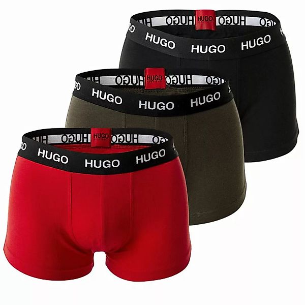 HUGO Herren Boxer Shorts, 3er Pack - Trunks, Logobund, Cotton Stretch Schwa günstig online kaufen