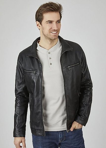 bugatti Lederjacke BUAURELIO (1-St) mit Ärmelriegeln und Reißverschlusstasc günstig online kaufen