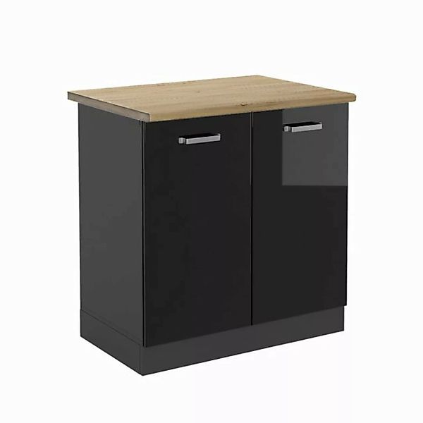 Vicco Spülenunterschrank R-Line, Schwarz Hochglanz/Anthrazit, 80 cm, AP Eic günstig online kaufen