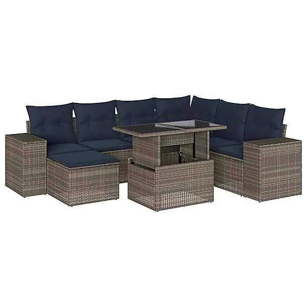 vidaXL 8-Tlg Gartensofa-Set mit Kissen Grau Polyrattan 3269331 günstig online kaufen
