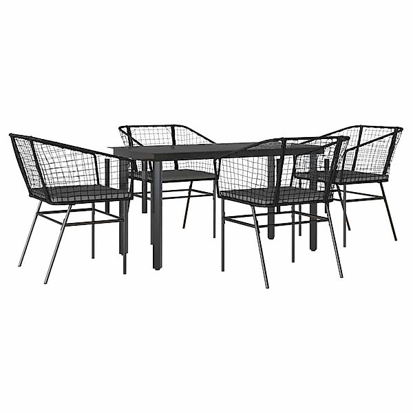 vidaXL 5-Tlg Garten-Essgruppe mit Kissen Schwarz Poly Rattan Glas 3334599 günstig online kaufen