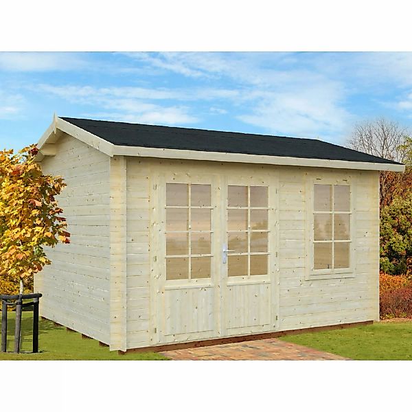 Palmako Iris Holz-Gartenhaus Natur Satteldach Unbehandelt 360 cm x 276 cm günstig online kaufen