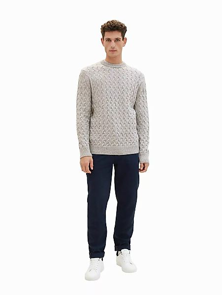 Tom Tailor Herren Rundhals Pullover COSY CABLE KNIT - Regular Fit günstig online kaufen