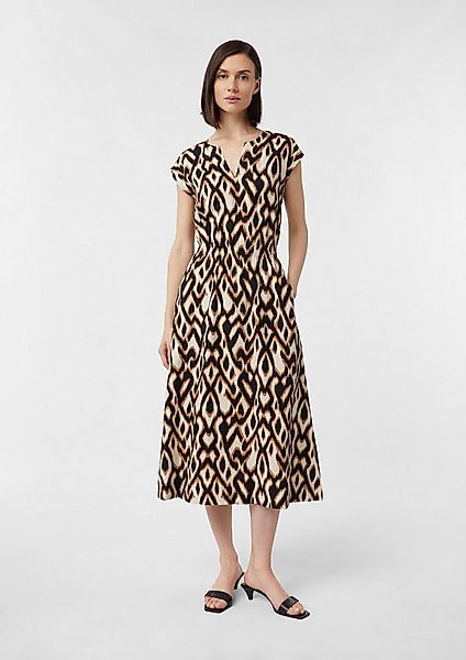comma Midikleid Kleid Ausgestelltes Midikleid mit Animal-Print und V-Aussch günstig online kaufen