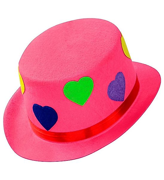 Widmann S.r.l. Kostüm Zylinderhut mit Herzen aus Filz, Rosa günstig online kaufen