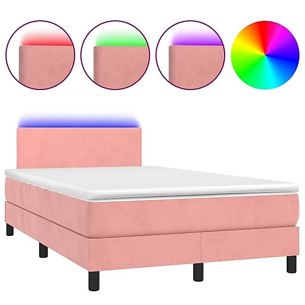 vidaXL Boxspringbett mit Matratze & LED Rosa 120x200 cm Samt 3134278 günstig online kaufen