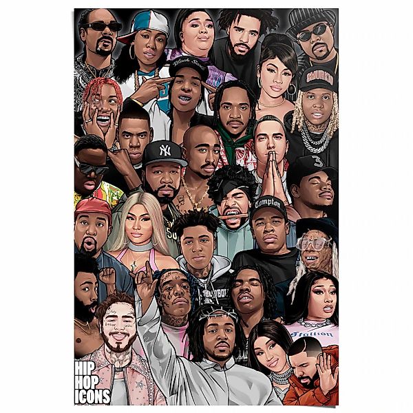 Reinders Poster "Hip Hop Icons", Teenager Zimmer - Mehrfarbig - 150 gr. Pap günstig online kaufen