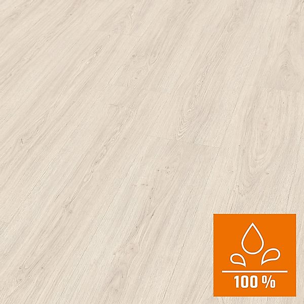 Egger AquaClick it Laminat 8 mm Wasserfest Eiche Victoria Weiß günstig online kaufen