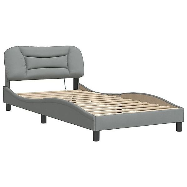 vidaXL Bett Bettgestell mit LED ohne Matratze "Hvar" Hellgrau 100x200 cm St günstig online kaufen