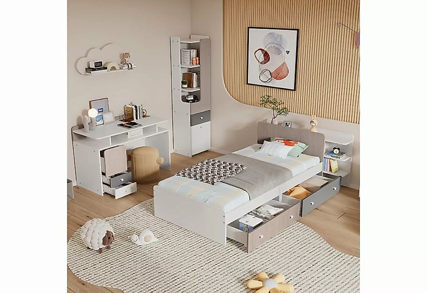 MODFU Einzelbett Kinderbett (Komplettschlafzimmer Set, Einzelbett + Schreib günstig online kaufen