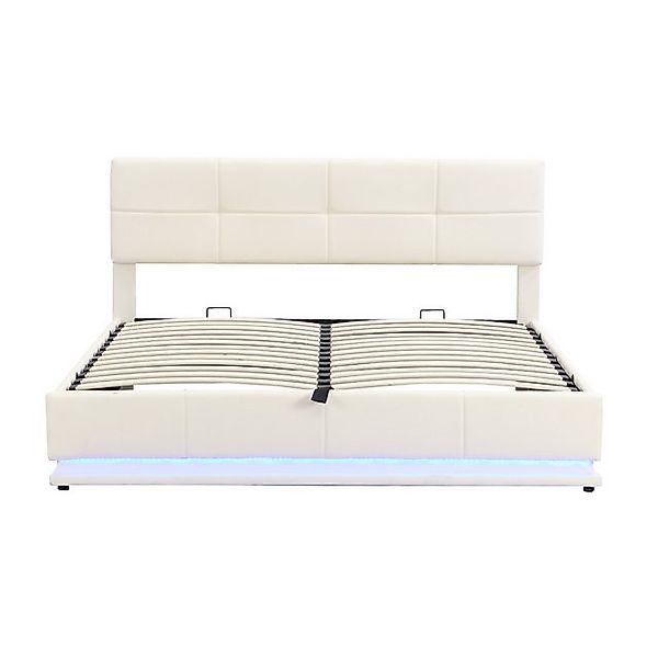 Gotagee Polsterbett Jugendbett Doppelbett LED Stauraum Kunstleder Flachbett günstig online kaufen