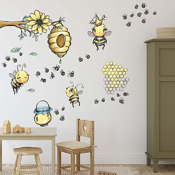 WANDKIND Wandtattoo Bienenstock mit Bienenkönigin V359, günstig online kaufen