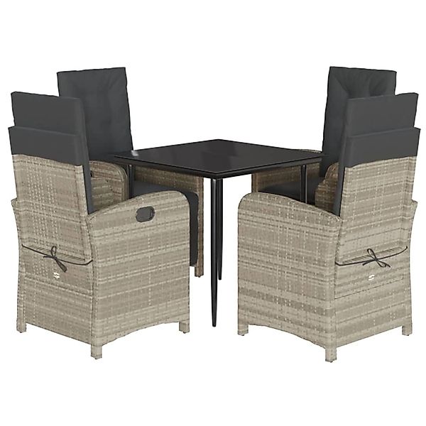 vidaXL 5-Tlg Garten-Essgruppe mit Kissen Hellgrau Poly Rattan 3212599 günstig online kaufen