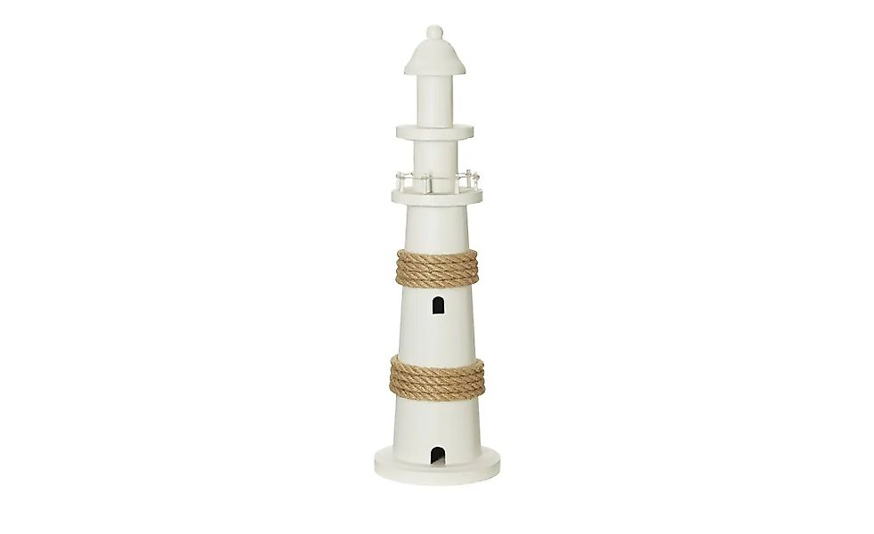 HOME STORY Deko  Leuchtturm ¦ weiß ¦ Holz,Massivholz,Naturfaser ¦ Maße (cm) günstig online kaufen
