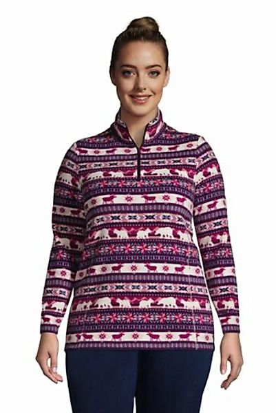 Gemusterter Fleece-Pullover mit Reißverschluss in großen Größen, Damen, Grö günstig online kaufen