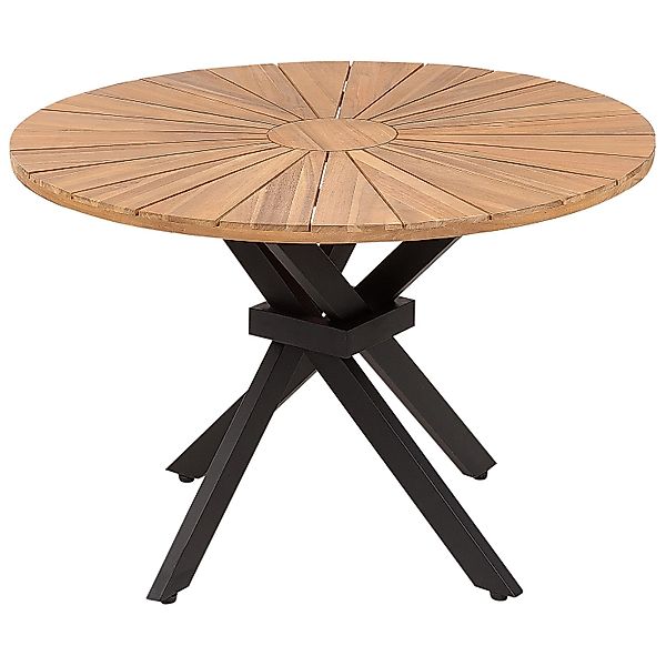 Beliani Runder Tisch CISSONE Heller Holzfarbton Schwarz 110x110x75 günstig online kaufen