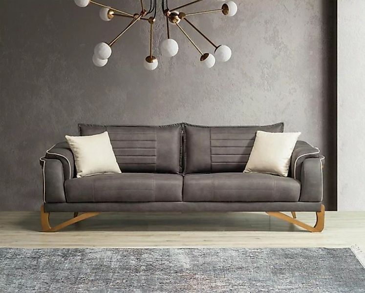 JVmoebel 3-Sitzer Designer Graues Sofa 3-Sitzer Moderner Couch Textil Wohnz günstig online kaufen