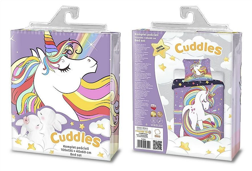 FARO pln Babybettwäsche Baby Bettwäsche mit verträumten Einhorn 100x135cm günstig online kaufen