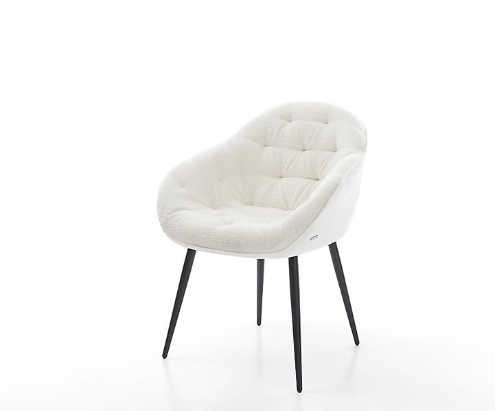 Esszimmerstuhl Gaio-Flex Bouclé Soft Beige 4-Fuß konisch Schwarz günstig online kaufen