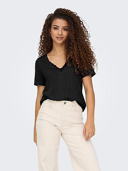 ONLY V-Shirt ONLZOLA LIFE S/S V-NECK LACE TOP JRS günstig online kaufen