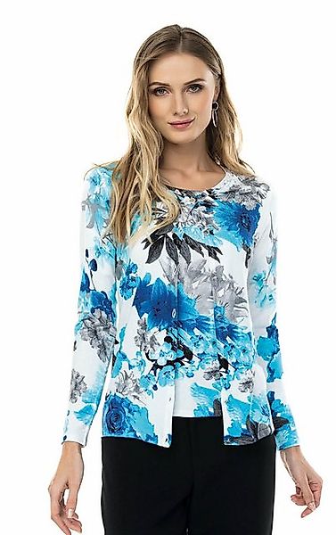 Passioni Cardigan Twinset in Blau, mit floralem Print und Rundhalsausschnit günstig online kaufen