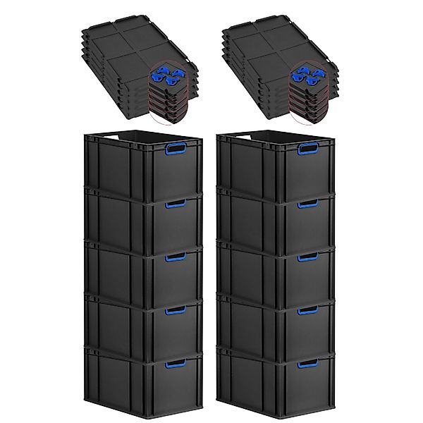 PROREGAL SparSet 10x Eurobox Nextgen Color Mit Auflagedeckel HxBxT 32x40x60 günstig online kaufen
