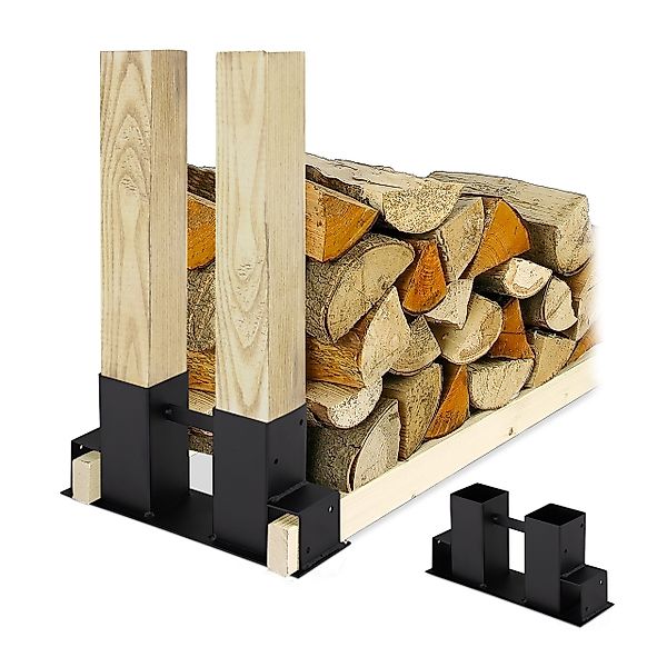 relaxdays Kaminholzkorb Holzstapelhilfe 2er Set günstig online kaufen