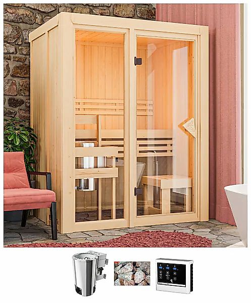 Karibu Sauna »Alani 1«, mit Ofen 3,6 kW Bio ext. Strg. günstig online kaufen