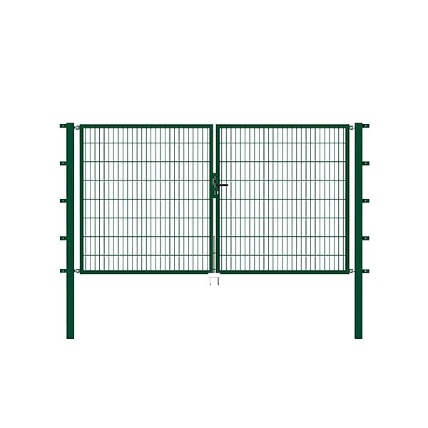 Metallzaun Doppeltor für Doppelstabmatte Grün z. Einbetonieren 160 cm x 200 günstig online kaufen