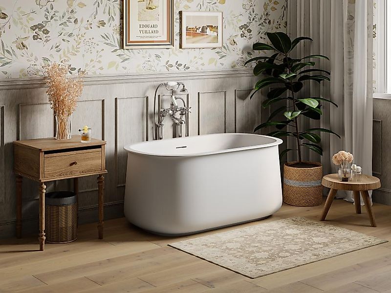 Freistehende Badewanne - Weiß matt - 130 x 74 x 60 cm - 195 L - CALDRIA günstig online kaufen