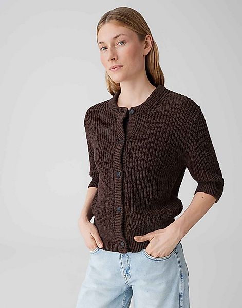 OPUS Cardigan Cardigan aus BCI Cotton mit Rippstruktur Knopfleiste mit Horn günstig online kaufen