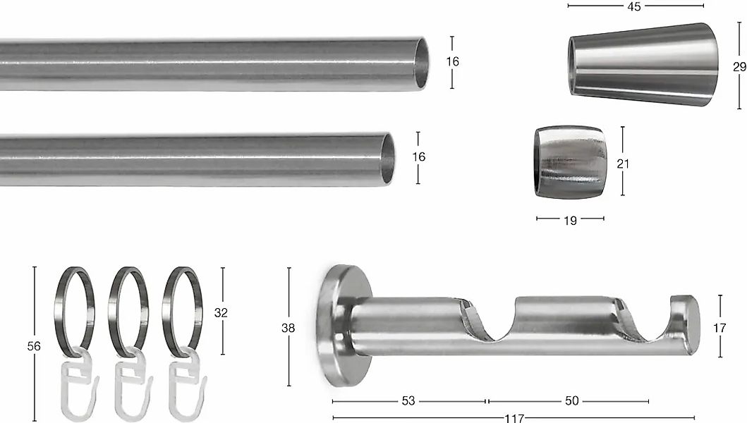 GARESA Gardinenstange "ROSA" Ø 16 mm 2 läufig-läufig Wunschmaßlänge Vorhang günstig online kaufen