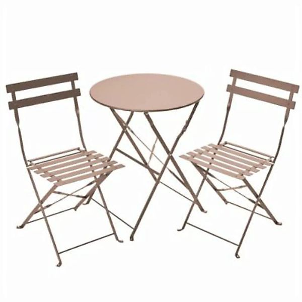 Gartenfreude Balkonset Metall Bistro-Set (2x Stuhl 1xTisch) klappbar taupe günstig online kaufen
