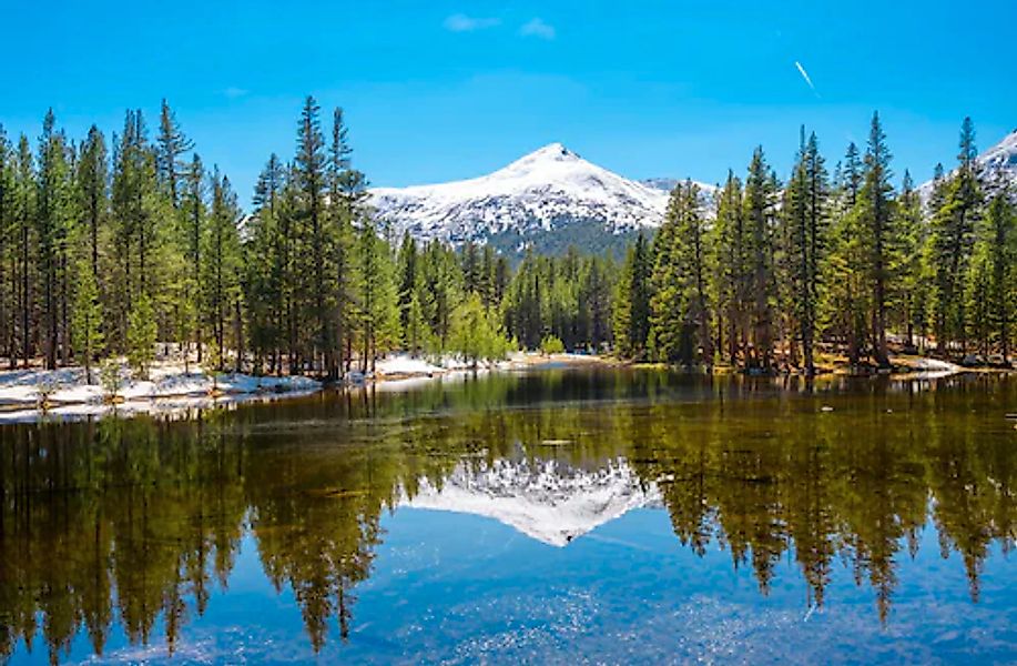 Papermoon Fototapete »YOSEMITE-SEE GEBIRGE BERGE ALPEN SONNE WALD BÄUME« günstig online kaufen