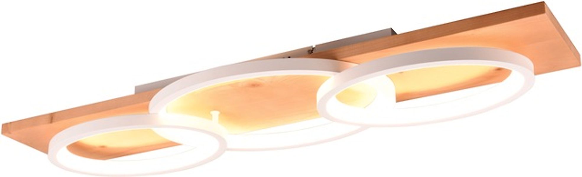 TRIO Leuchten LED Deckenleuchte »BARCA, dimmbare Deckenlampe aus Holz & Met günstig online kaufen