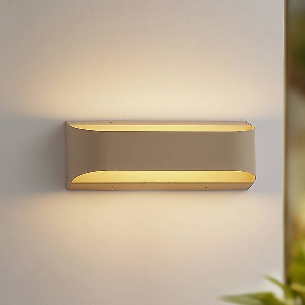 Lindby LED-Außenwandleuchte Lenore, beige, Metall, 36,5cm günstig online kaufen