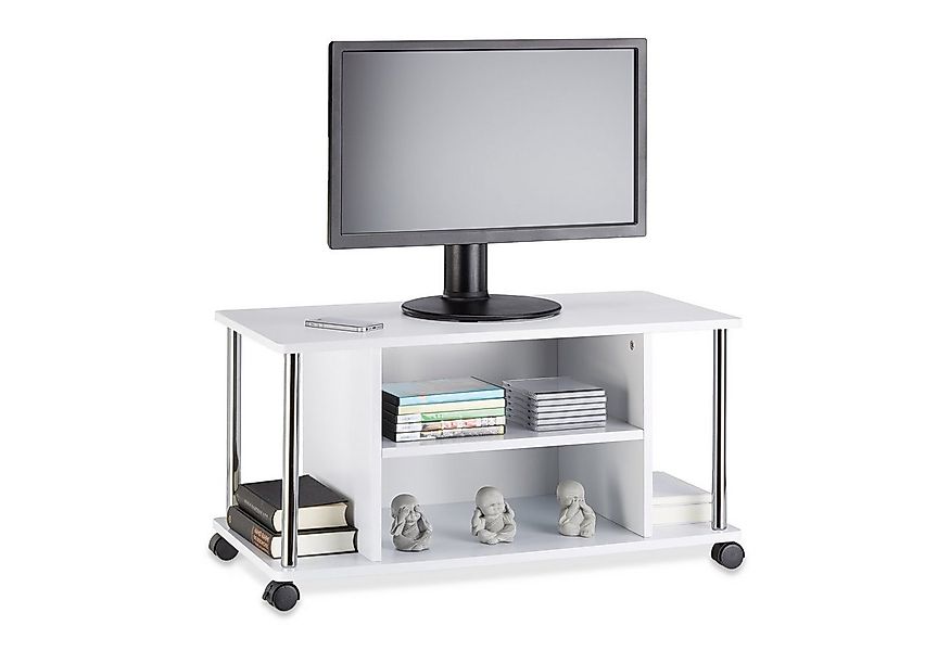 relaxdays TV-Regal Fernsehtisch weiß mit Rollen günstig online kaufen