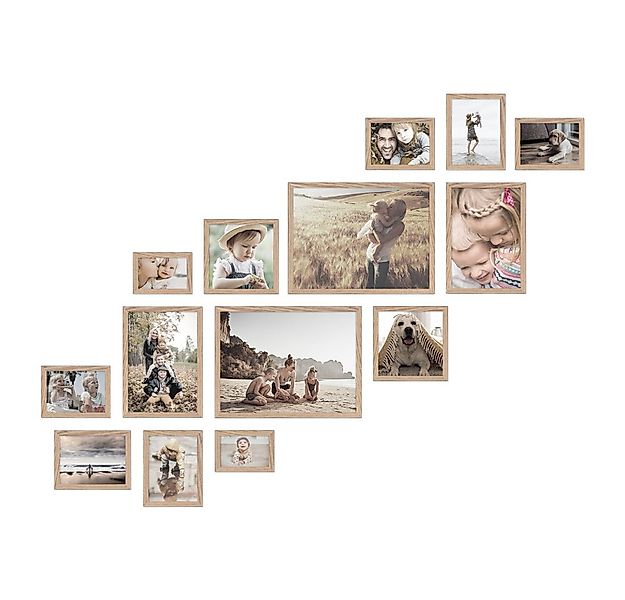 WANDStyle Bilderrahmen-Set H950, für 14 Bilder, Eiche-Optik, aus Massivholz günstig online kaufen