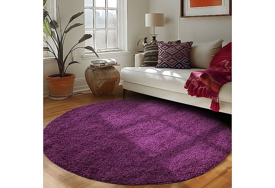 Carpettex Hochflor-Teppich Unicolor - Einfarbig, Rund, Höhe: 30 mm, Modern günstig online kaufen