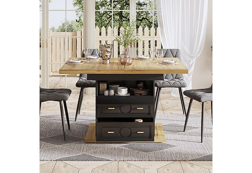 OKWISH Esstisch Ausziehbarer Küchentisch (mit Stauraum, Holzmaserung, ideal günstig online kaufen