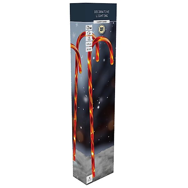 Weihnachts-Deko Bodenlampen-Set Zuckerstange Rot-Weiß 4-teilig günstig online kaufen