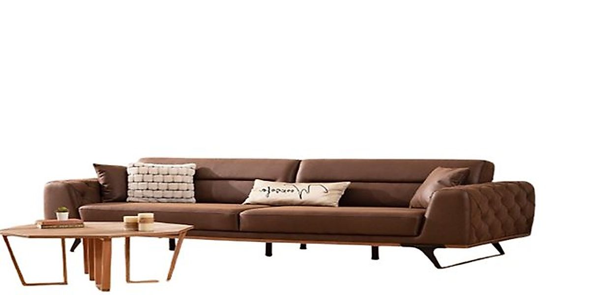 Xlmoebel 4-Sitzer Braune Kunstleder-Couch Chesterfield für vier Personen - günstig online kaufen