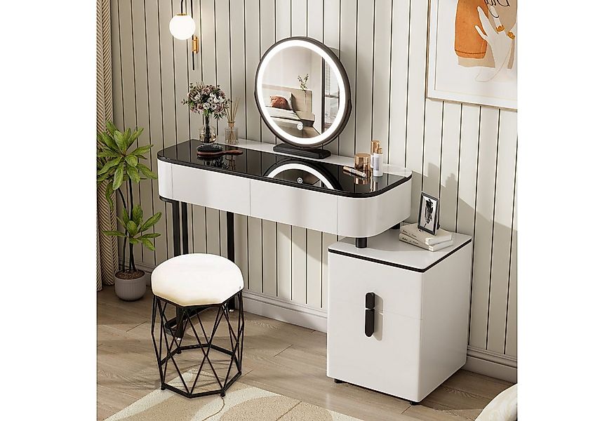Woltu Schminktisch (1-St), mit Mobiler Spiegel und Samthocker, Flexible Mon günstig online kaufen