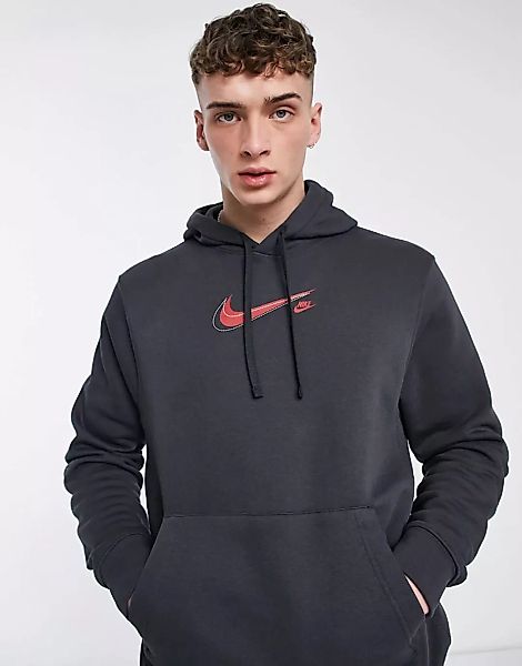 Nike – Sport-Kapuzenpullover aus Fleece in Dunkelgrau meliert günstig online kaufen