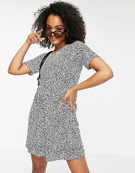 JDY – T-Shirt-Minikleid mit kurzen Ärmeln und Leopardenmuster-Mehrfarbig günstig online kaufen