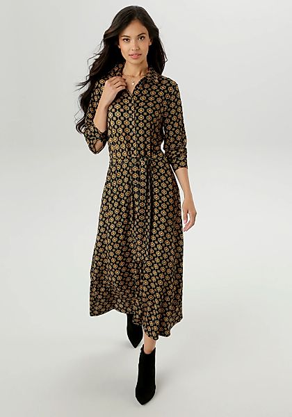 Aniston SELECTED Jerseykleid, mit Retromuster und abnehmbarem Bindeband - N günstig online kaufen