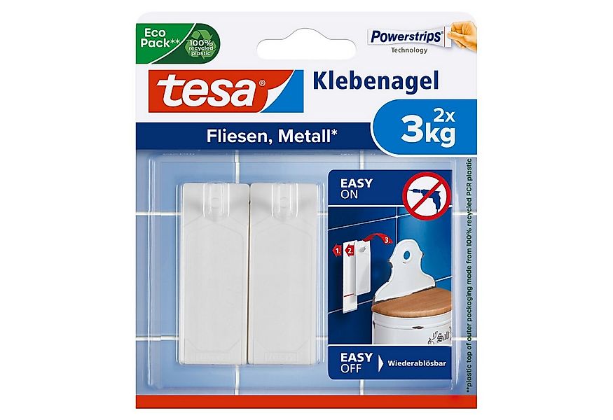 tesa Klebehaken tesa Klebenagel Fliesen&Metall, verstellbar, 2 Stück, 3 kg günstig online kaufen
