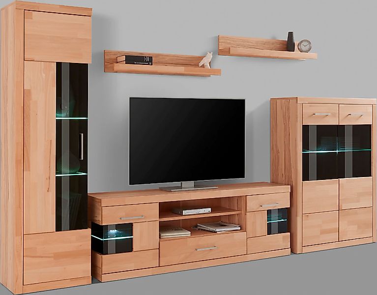 Home affaire Wohnwand "Ribe,Fronten Massivholz,Korpus Holzwekstoff,viel Sta günstig online kaufen